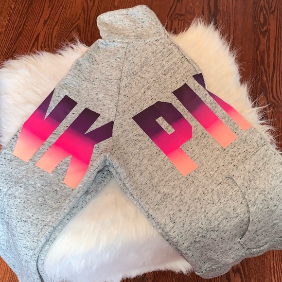 pink : victoria's secret grey quarter zip (M) - Picture 2 of 4